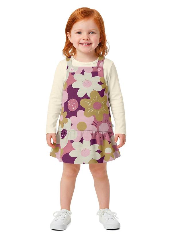 Conjunto Floral Texturizado Bege