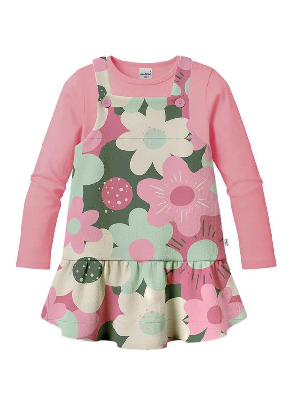 Conjunto Floral Texturizado Rosa Claro