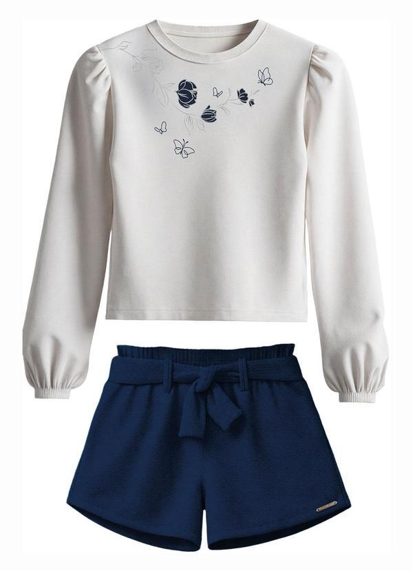 Conjunto Flores & Borboletas com Bordado Branco
