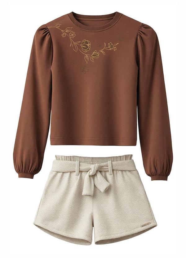 Conjunto Flores & Borboletas com Bordado Marrom