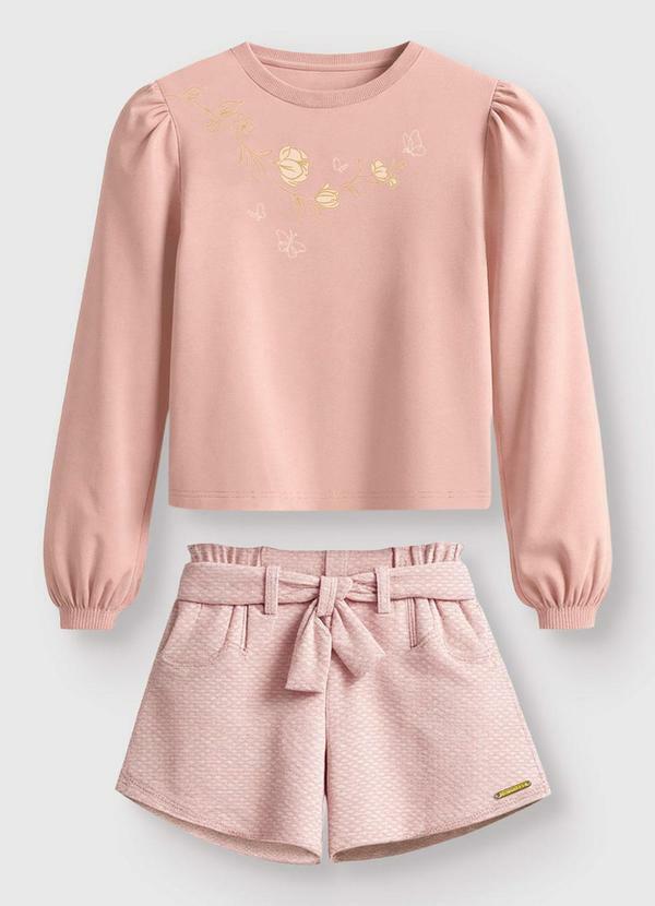 Conjunto Flores & Borboletas com Bordado Rosê