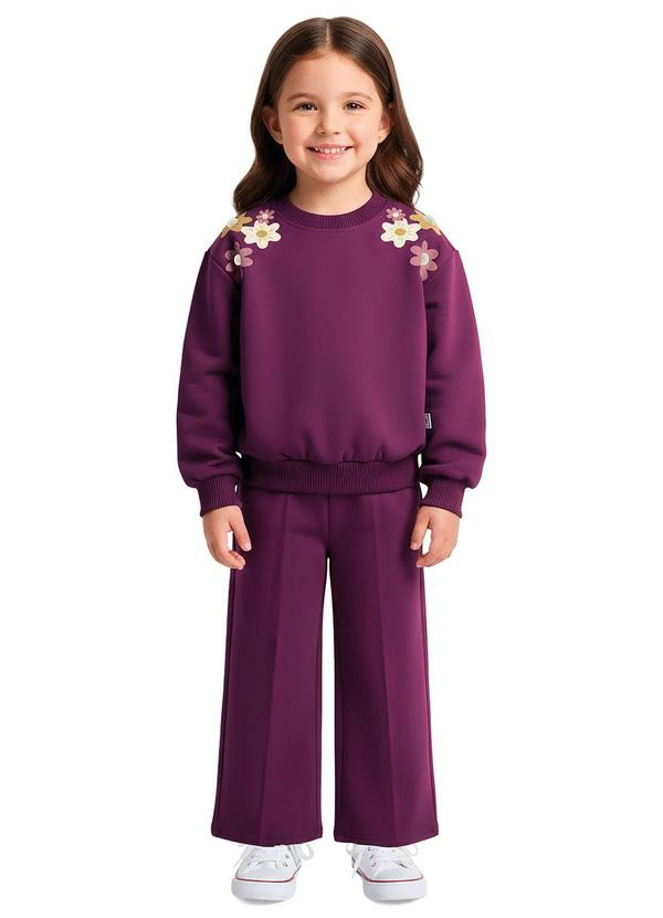Conjunto Flores com Pompom Malva