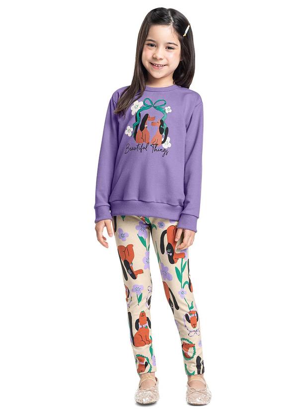 Conjunto Flores e Focinhos Menina Roxo