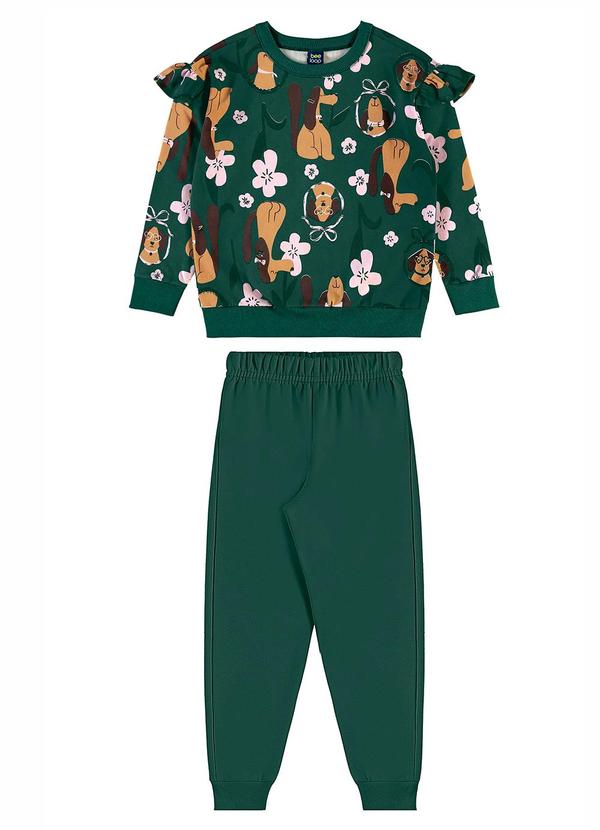 Conjunto Flores e Focinhos Menina Verde