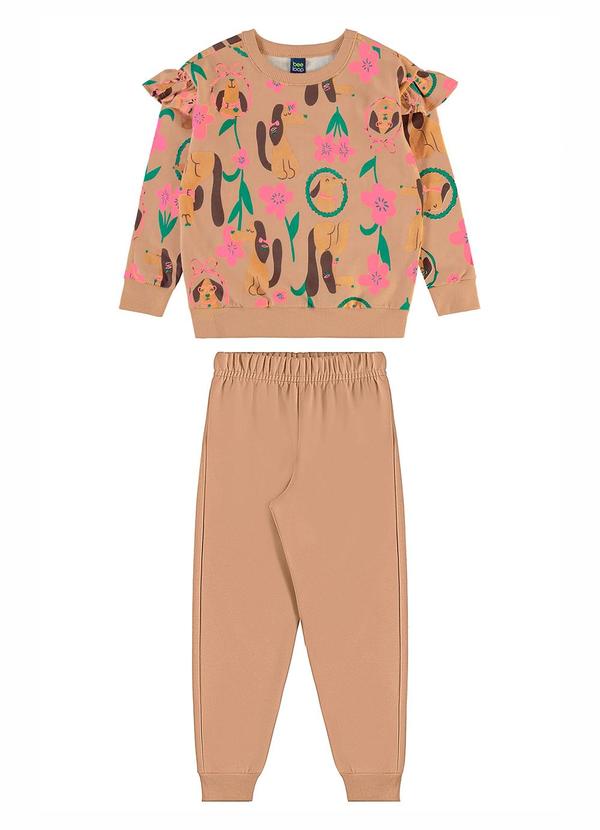 Conjunto Flores Focinhos Marrom
