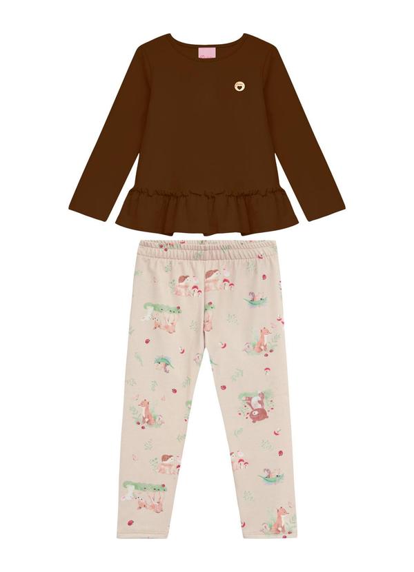 Conjunto Infantil Bata e Legging Marrom