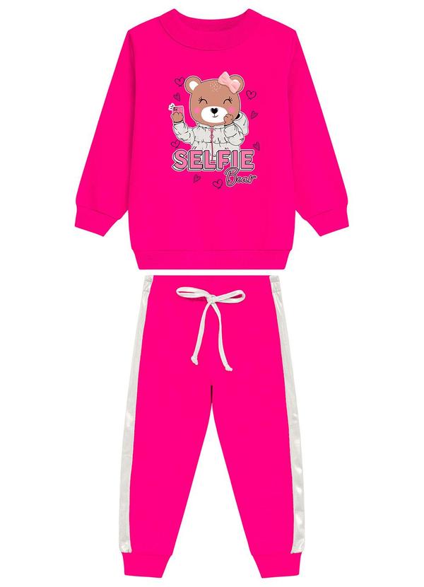 Vista 2 Conjunto Infantil Blusa Calça Moletom Rosa Duduka Duduka