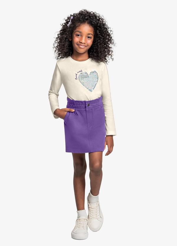 Conjunto Infantil Blusa com Saia Roxo