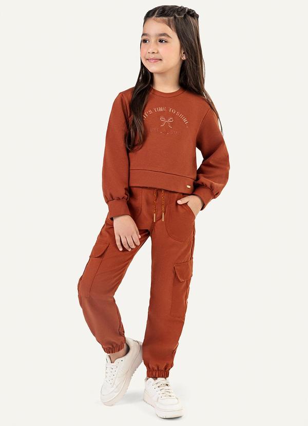 Conjunto Infantil Blusa e Calça Cargo Marrom