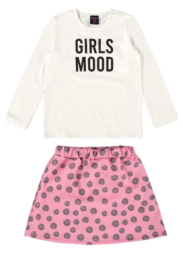 Vista 2 Conjunto Infantil Blusa e Saia Bege GULOSEIMA GULOSEIMA