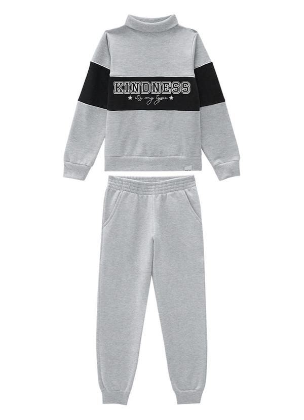Conjunto Infantil Blusão e Calça Moletom Cinza