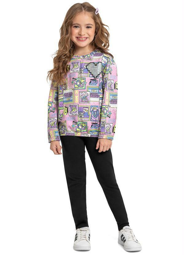 Vista 2 Conjunto Infantil Blusão e Legging Rosa Quimby Quimby