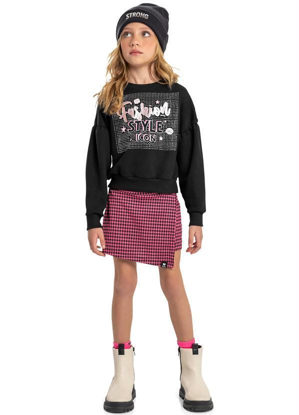 Conjunto Infantil Blusão e Short Saia Preto