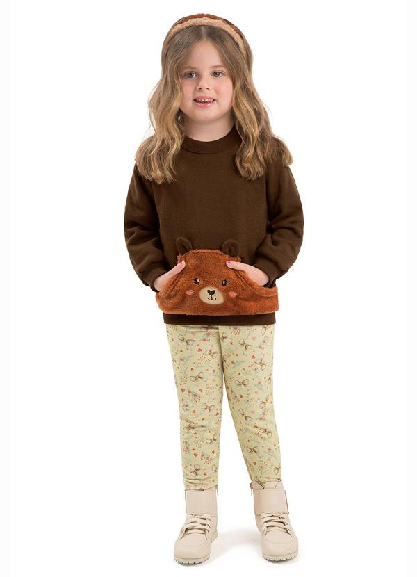 Conjunto Infantil Blusão Urso Marrom