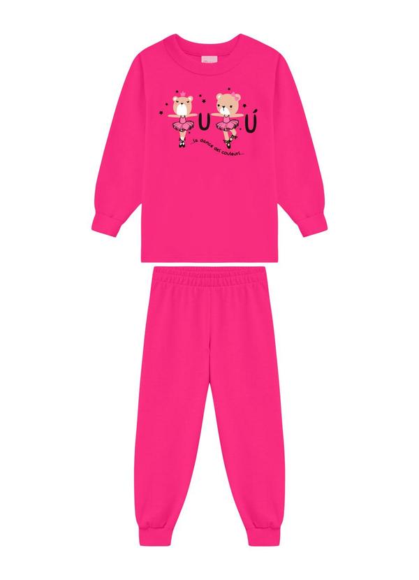 Conjunto Infantil Blusão Urso Rosa