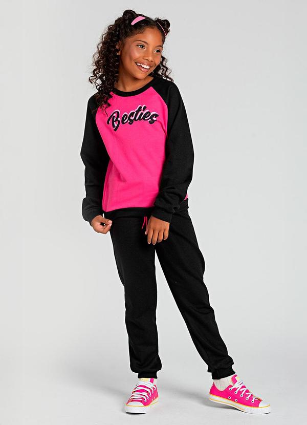 Conjunto Infantil de Moletom Besties Preto