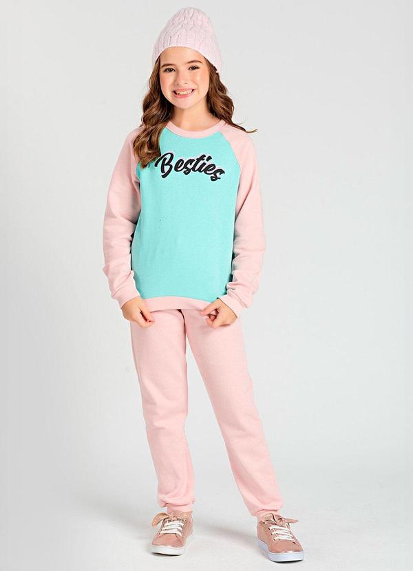 Conjunto Infantil de Moletom Besties Rosa