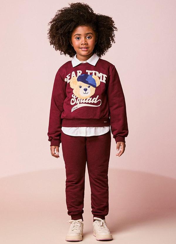 Conjunto Infantil de Moletom Bordô de Ursinha