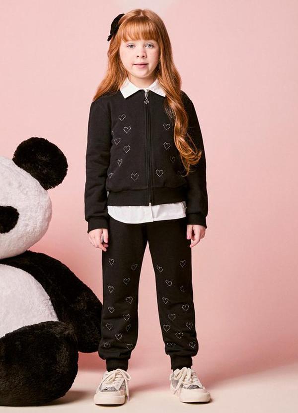 Conjunto Infantil de Moletom com Strass de Coração