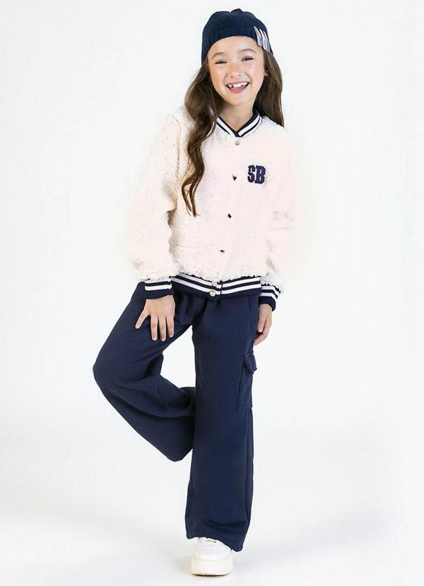 Vista 2 Conjunto Infantil em Pelo Sherpa e Moletom Azul Soft Bonni Soft Bonni