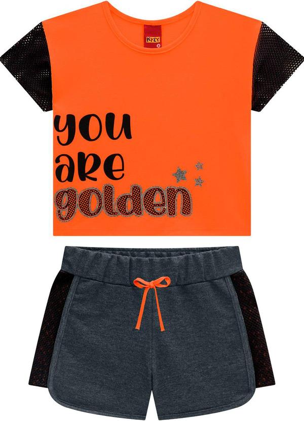 Vista 2 Conjunto Infantil Menina Laranja Kyly Kyly