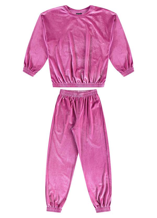 Vista 2 Conjunto Infantil Feminino Veludo Rosa GULOSEIMA GULOSEIMA