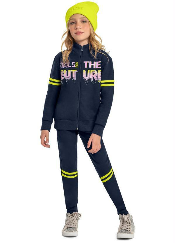 Vista 2 Conjunto Infantil Jaqueta e Calça Azul Quimby Quimby