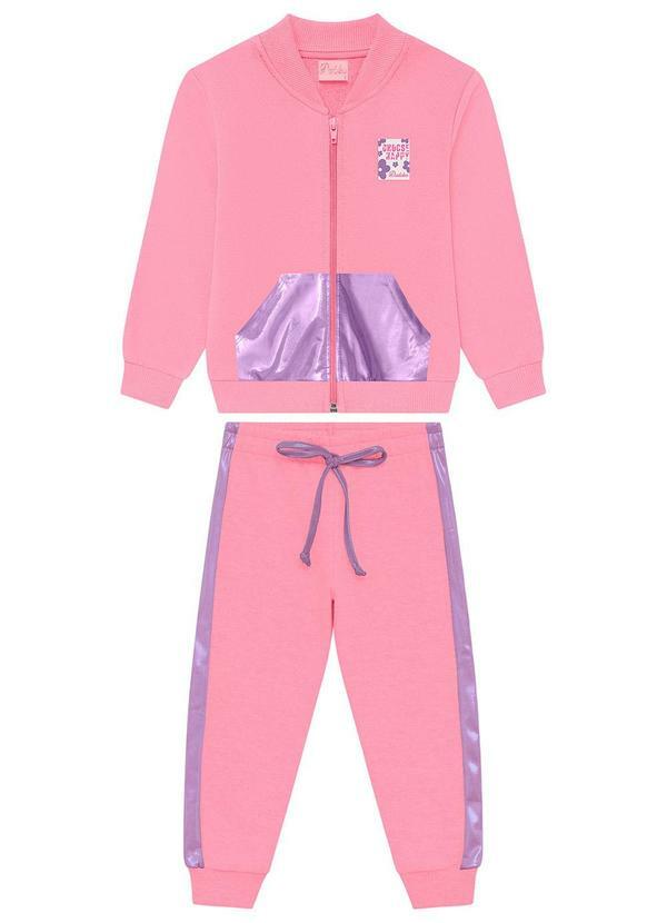 Conjunto Infantil Jaqueta e Calça Moletom Rosa