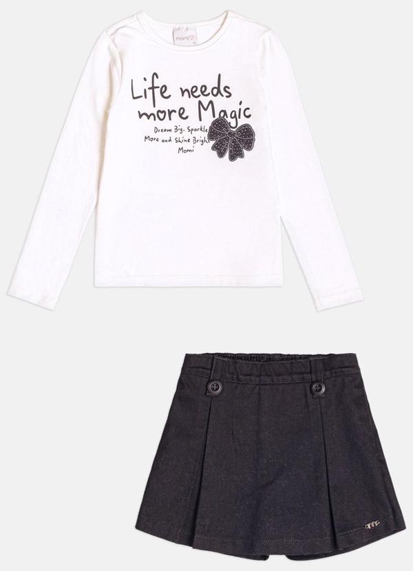 Conjunto Infantil Manga Longa de Lettering com Pre