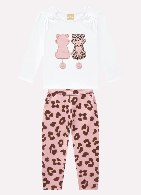 Conjunto Infantil Menina Animal Print Branco