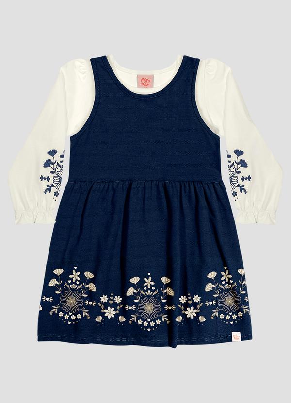 Conjunto Infantil Menina Blusa Manga Longa e Vestido Natural