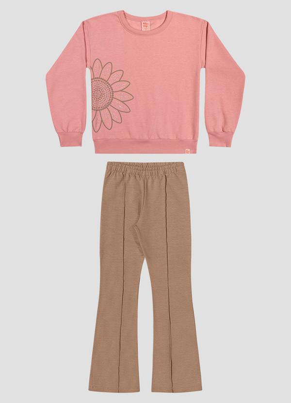 Conjunto Infantil Menina Blusão com Estampa e Calça Rosa