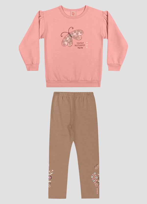 Conjunto Infantil Menina Blusão e Legging Borboletas Rosa