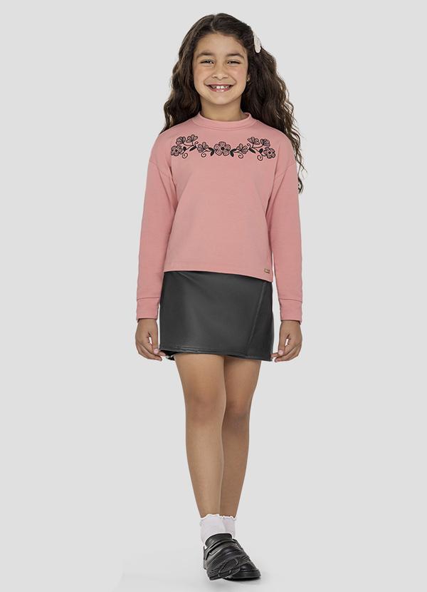 Conjunto Infantil Menina Blusão e Saia Montaria Rosa