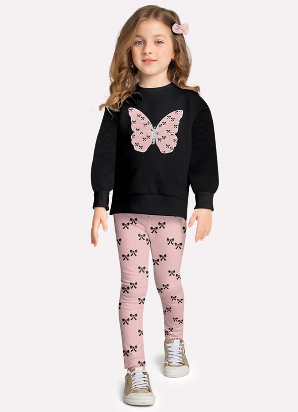 Conjunto Infantil Menina Borboleta Preto