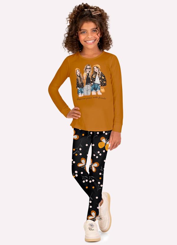 Conjunto Infantil Menina Borboletas Amarelo