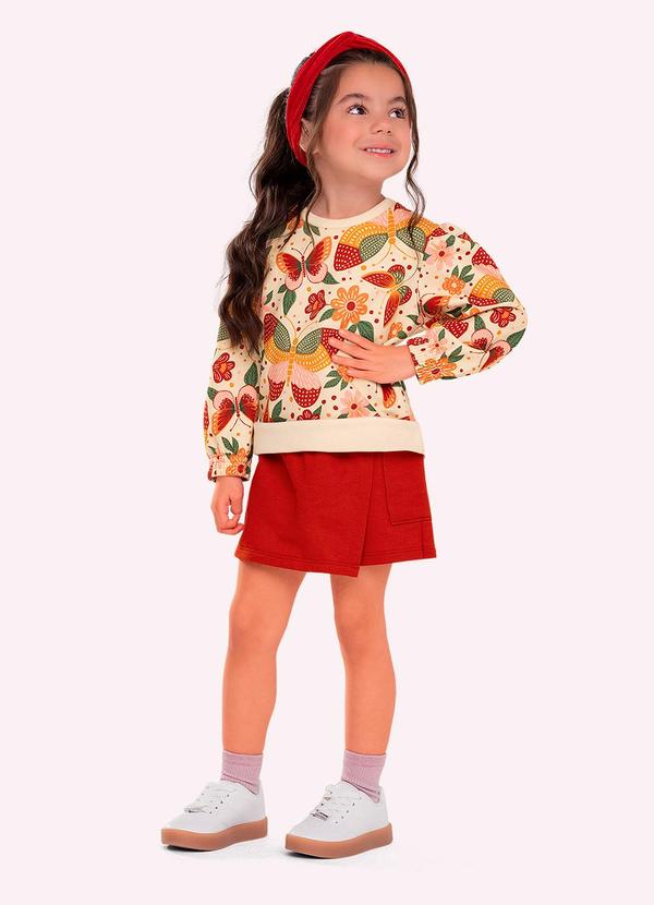 Conjunto Infantil Menina Borboletas Bege