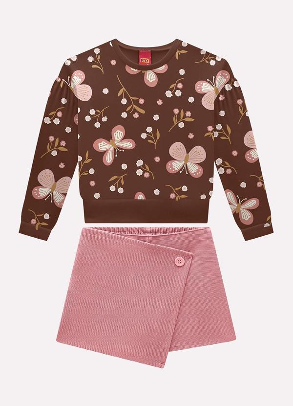 Conjunto Infantil Menina Borboletas Marrom