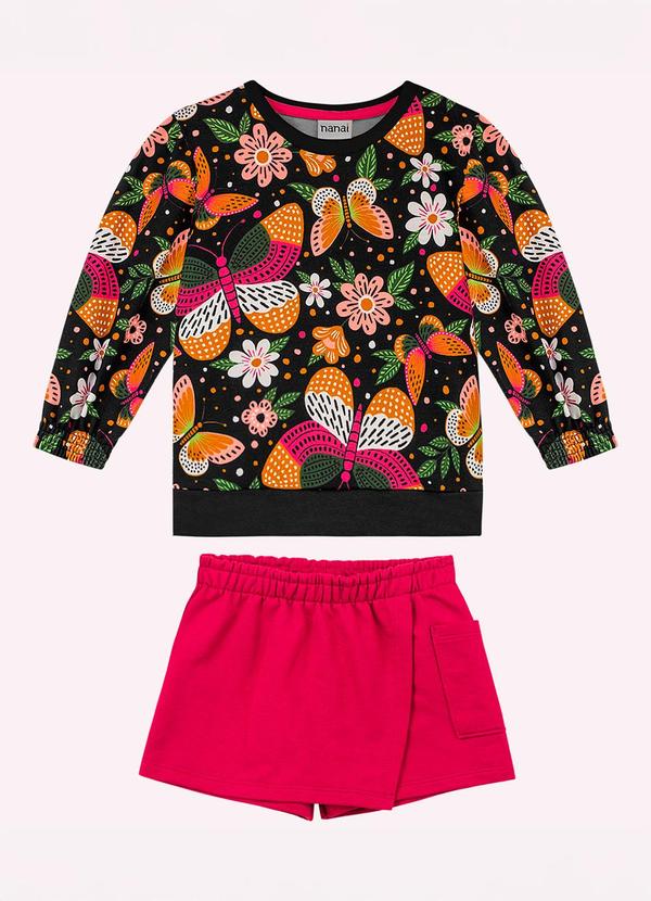 Conjunto Infantil Menina Borboletas Preto