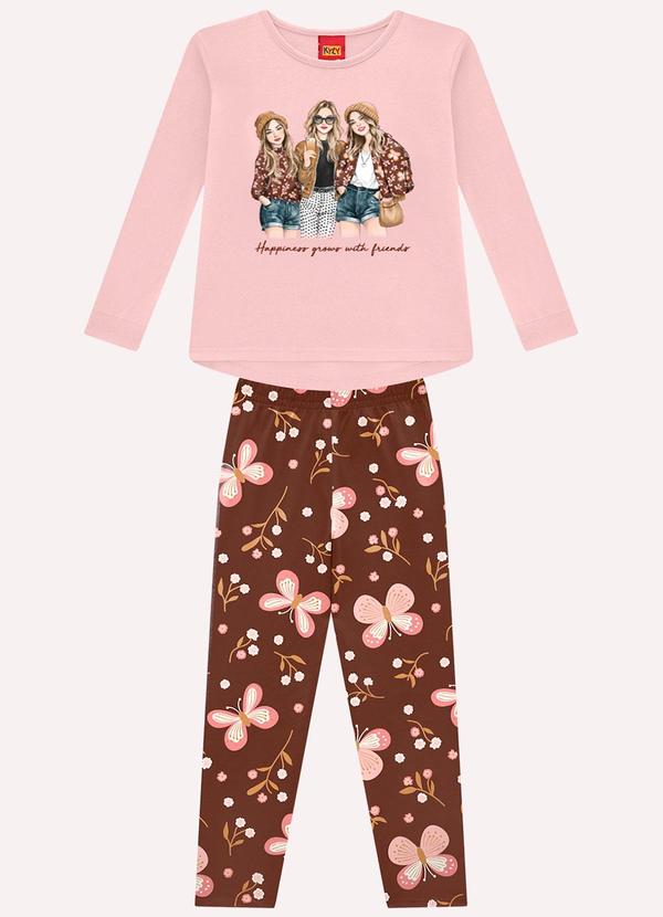 Conjunto Infantil Menina Borboletas Rosa