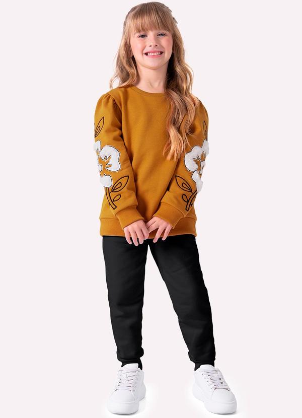 Vista 2 Conjunto Infantil Menina Bordado Amarelo Nanai Nanai