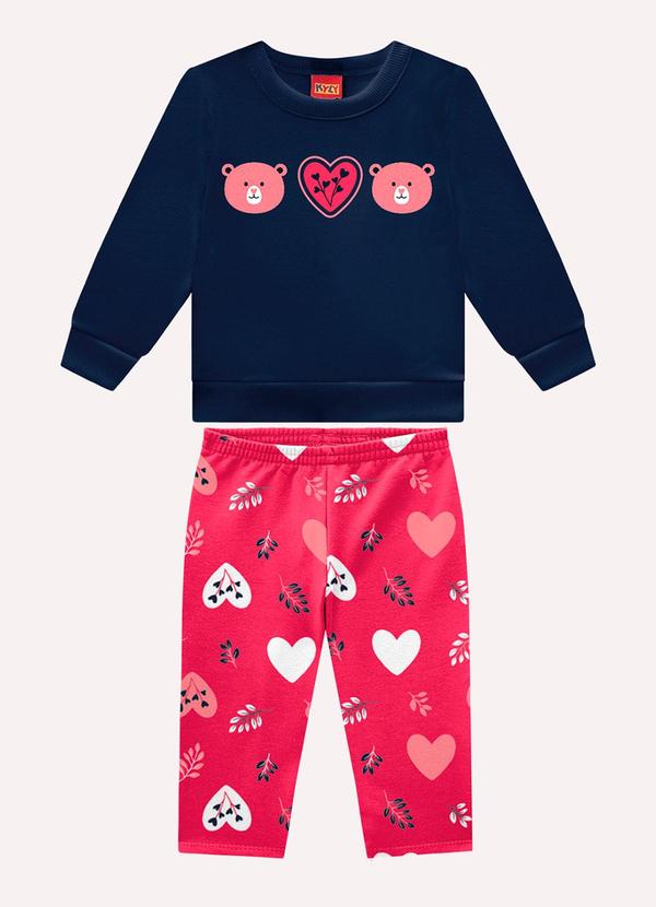 Conjunto Infantil Menina Bordado Azul