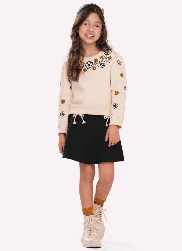 Conjunto Infantil Menina Bordado Bege
