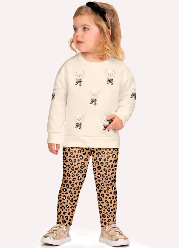 Conjunto Infantil Menina Bordado Bege