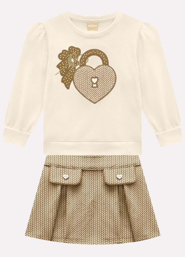Conjunto Infantil Menina Bordado Bege