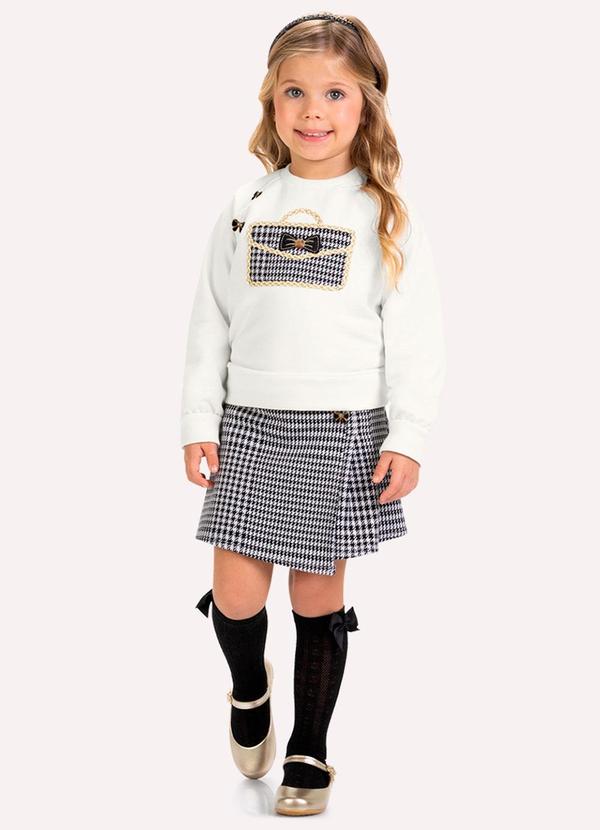 Conjunto Infantil Menina Bordado Bege