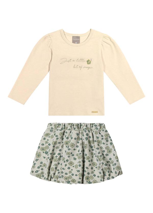 Conjunto Infantil Menina Bordado Magic Bege