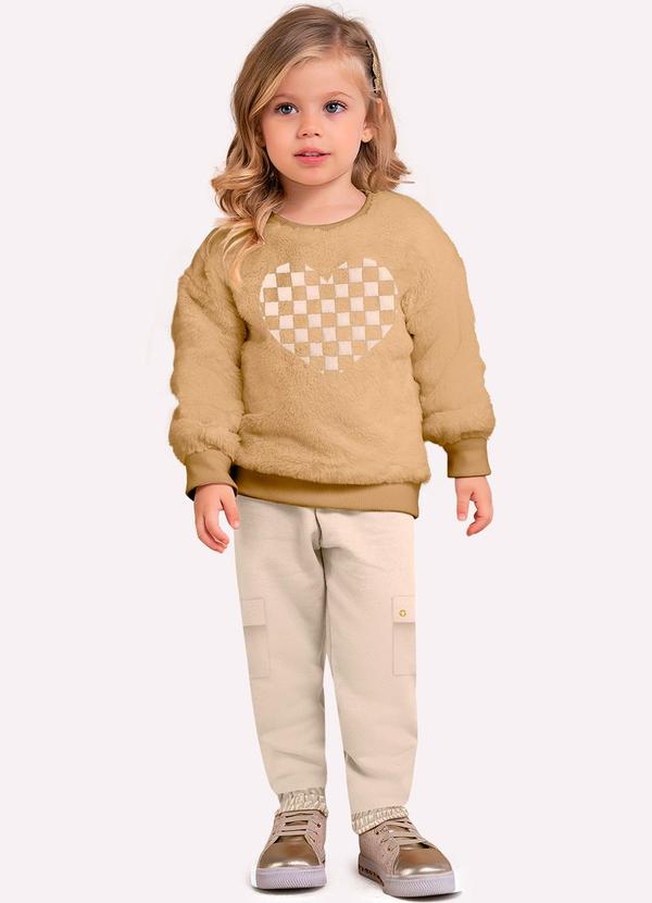 Conjunto Infantil Menina Bordado Marrom