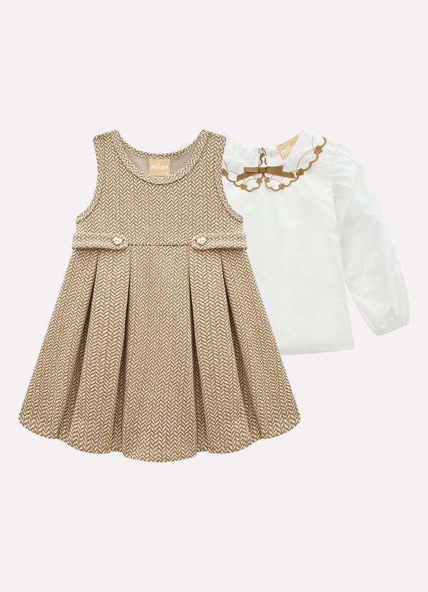 Conjunto Infantil Menina Bordado Marrom