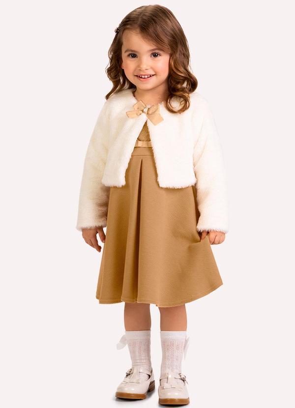 Conjunto Infantil Menina Bordado Marrom